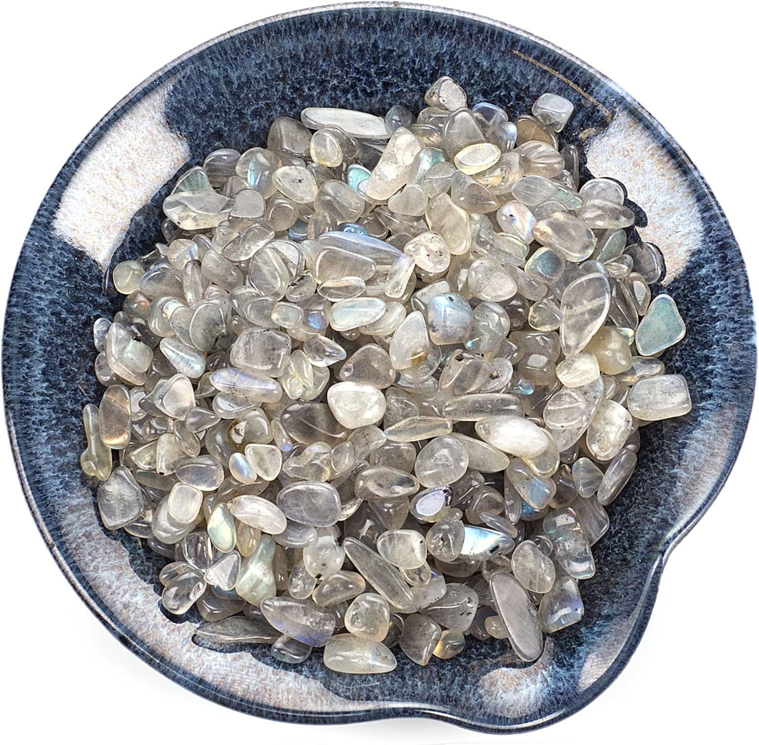 Cherry Tree Collection 1/2 Pound Polished Tumbled Gemstone Chips, Pebbles, Crystal Chips Bulk for Jewelry Making, Healing, Plants, Succulents, Aquariums, Decoration, Chakra (Labradorite)