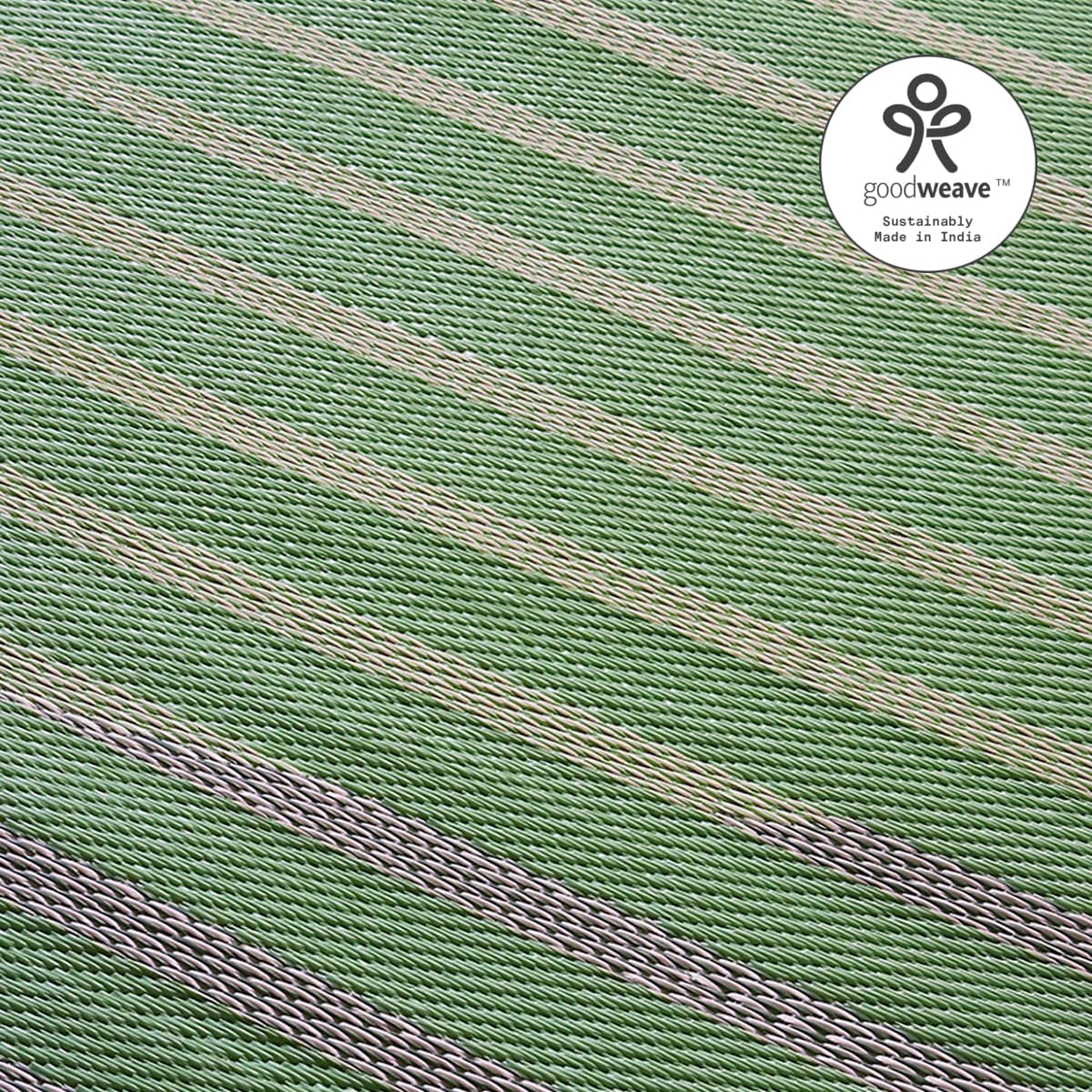 Fab Habitat Striped Outdoor Rug - Waterproof, Fade Resistant, Crease-Free, Reversible - Premium Recycled Plastic - Patio Porch Balcony Deck - Kyoto - Green - 8 x 10 ft