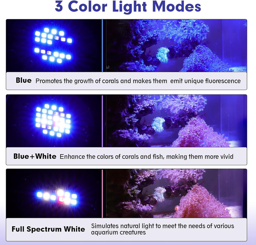 hygger 36W Saltwater Aquarium Light, Reef Light for Corals with Timer Adjustable Color and Brightness, Fish Tank Light with Controller for Marine Aquarium LED 16 to 20-Inch