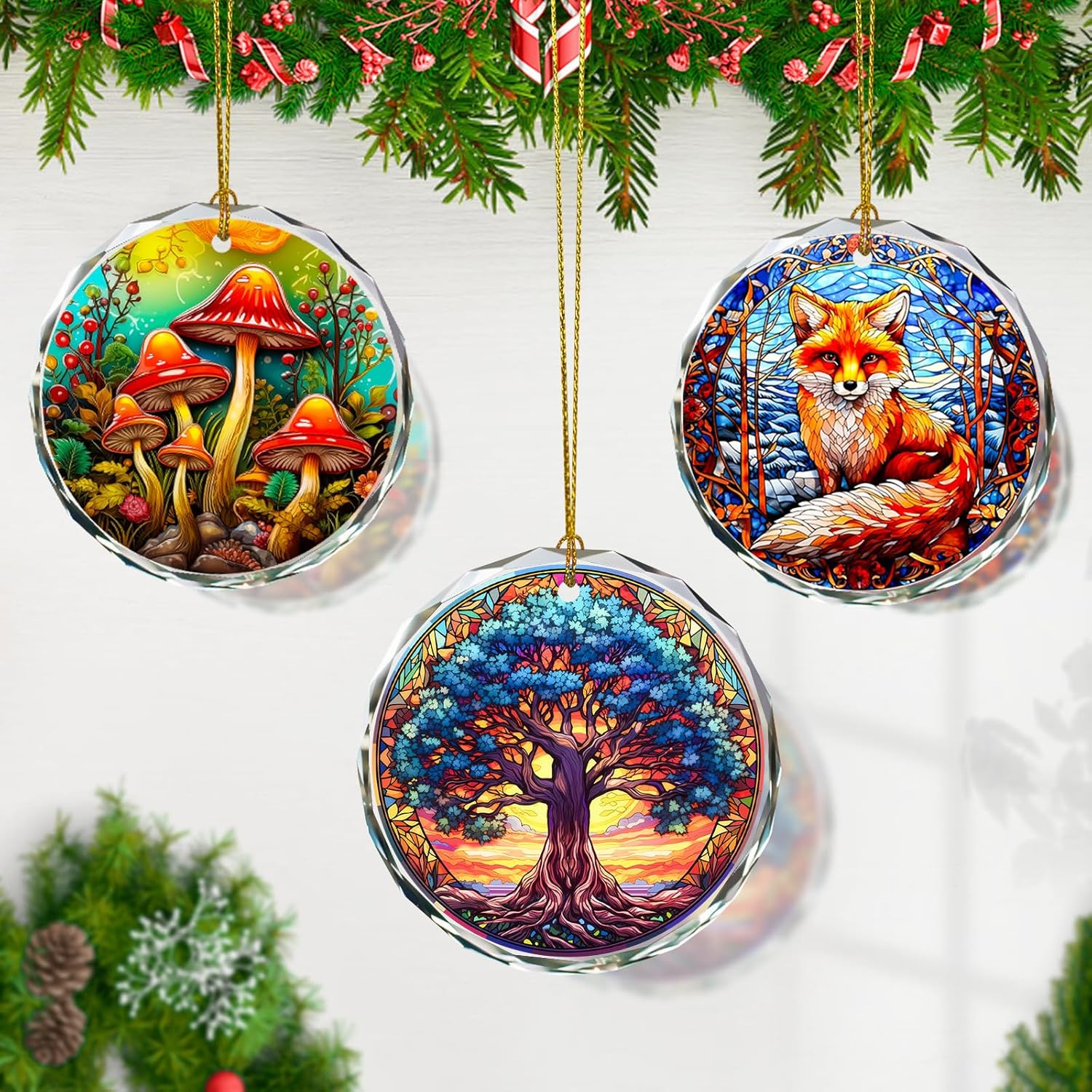 Tree of Life Stained Glass Christmas Ornament, Christmas Tree Decoration, Gift for Holidays