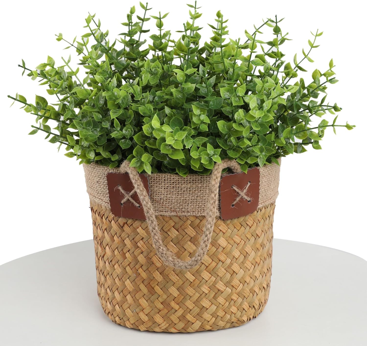 Artificial Eucalyptus Stems Bundle, Green Faux Foliage Plant, 12-inch Single Branch, 12 Pack Fake Plants for Garden Office Patio Wedding Farmhouse Indoor Decoration