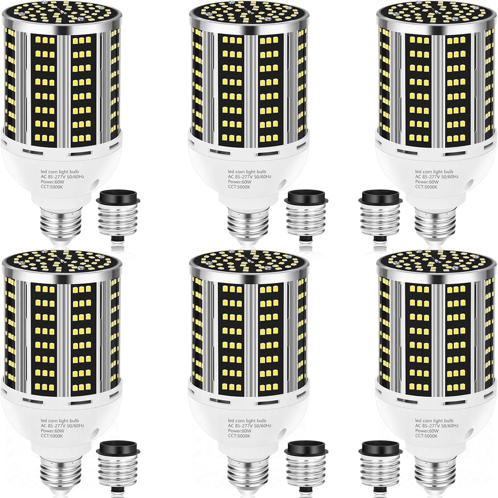 65W LED Corn Light Bulb 6 pack(650W Equivalent ) ,Daylight 5000K E26/E39 Commercial Grade 7800LM Medium Mogul Base LED Lamp,Large Area Lights For Outdoor Indoor Garage Warehouse Factory Bay Light
