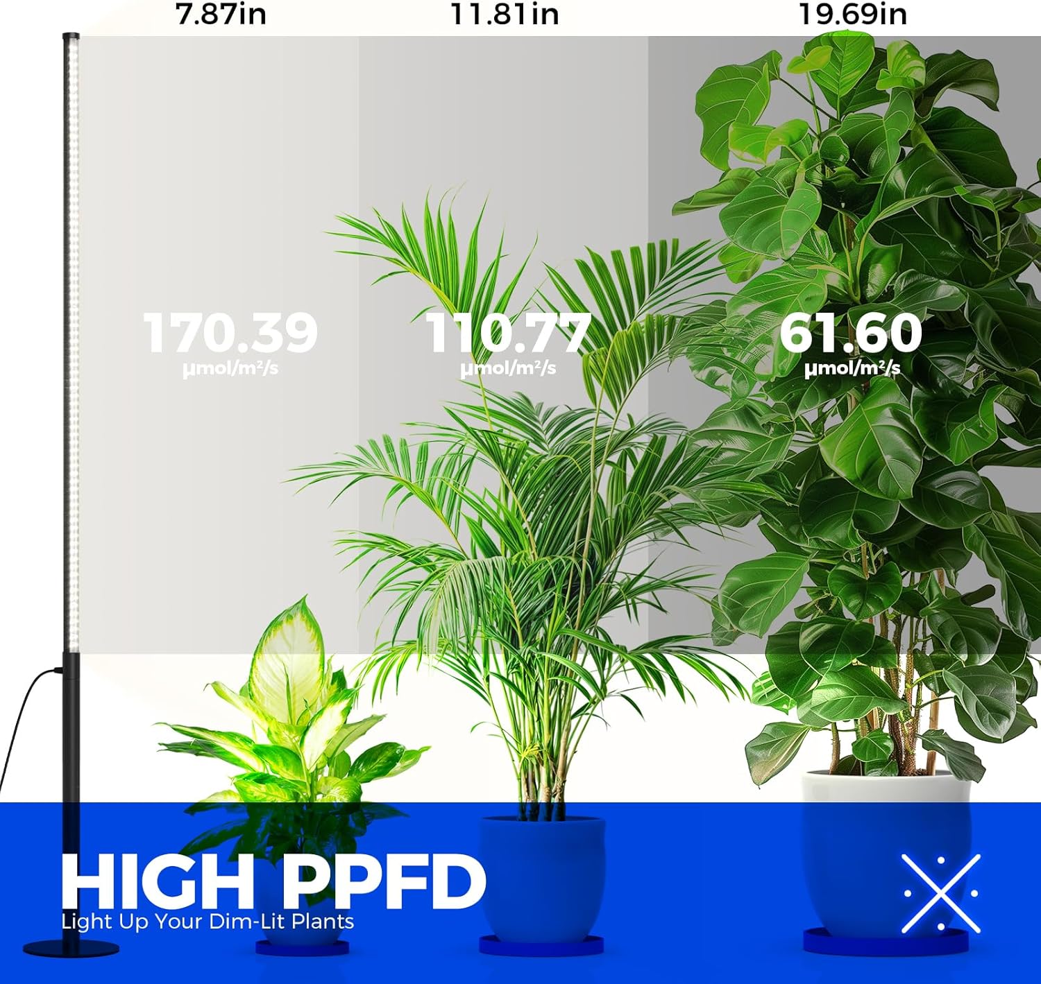 Barrina T10 Pro Standing Grow Light with Timer, 42W, 5000K, Full Spectrum Vertical Tall Grow Lights for Indoor Plants, Wide Coverage, 4FT to 5.6FT Height with Foot Switch, for Flower and Tall Plants