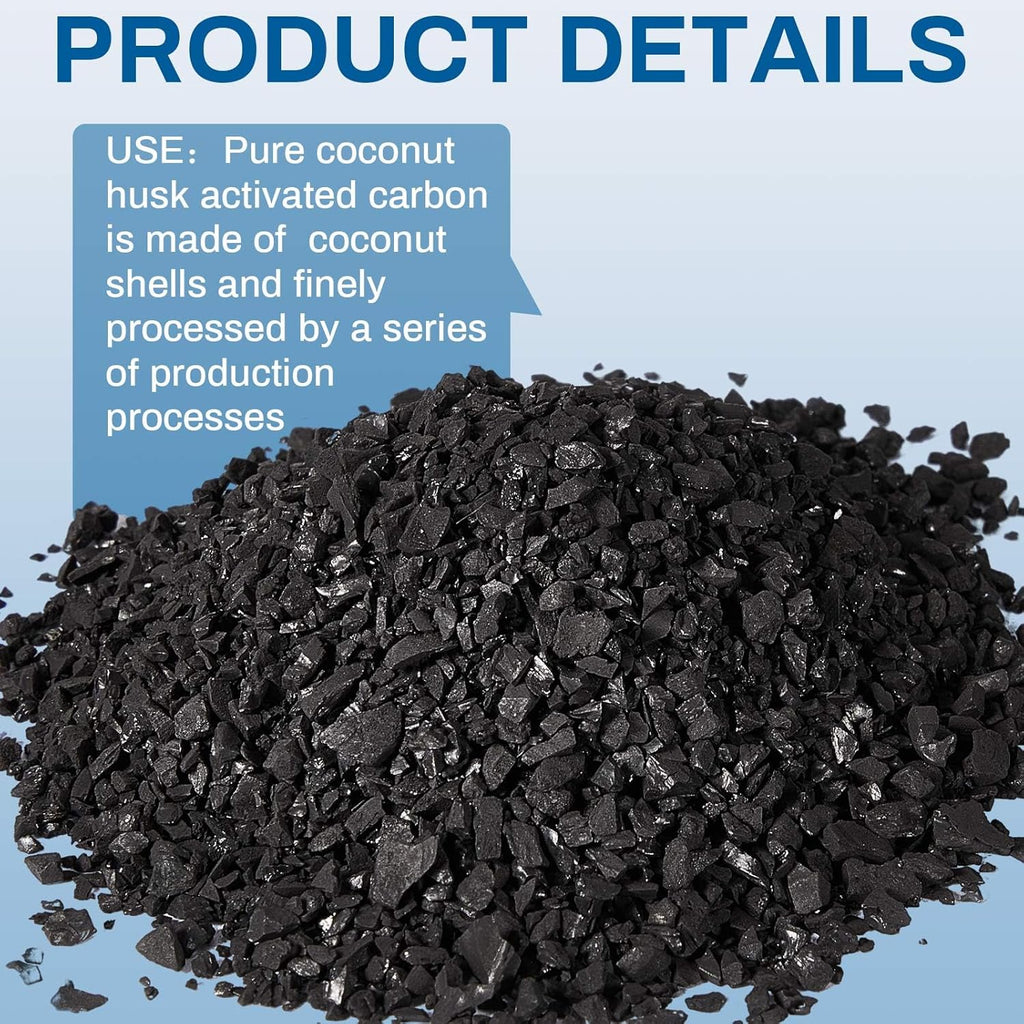 Timgle Bulk Water Air Filter Activated Charcoal Coconut Hull Granular Activated Carbon 10-18 Mesh Water Distiller Charcoal Filters Media for Filtration(25 Lbs)