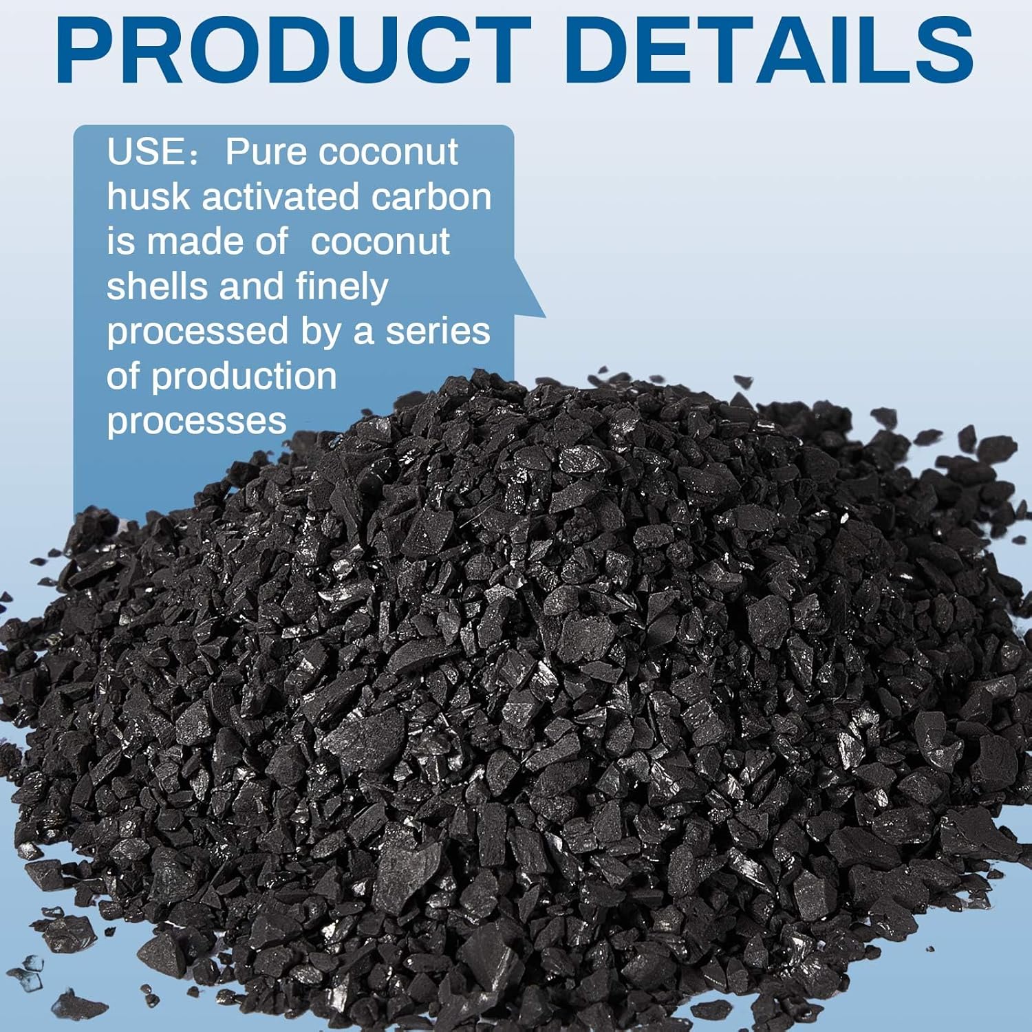 Timgle Bulk Water Air Filter Activated Charcoal Coconut Hull Granular Activated Carbon 10-18 Mesh Water Distiller Charcoal Filters Media for Filtration(25 Lbs)