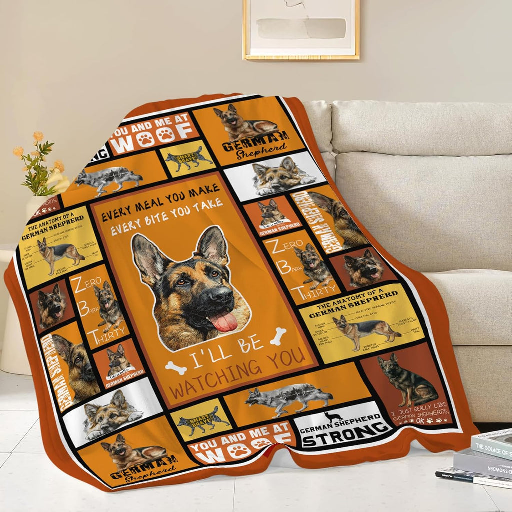 German Shepherd Throw Blanket German Shepherd Puppy Stuff Gifts for Dog Lover Kids Girls Boys Adults Women Men Soft Cozy Warm Plush Fluffy Fuzzy Fleece Blanket Decor 50''X60''