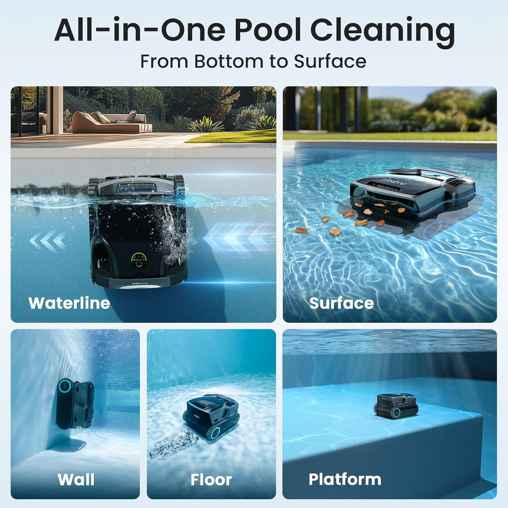 Aiper Scuba X1 Pro Max All-in-One Pool Cleaning Robot & Skimmer with 8,502 GPH Suction, Ultra-fine Filtration, Smart Surface Parking, Underwater WiFi Connection with HydroComm Pure
