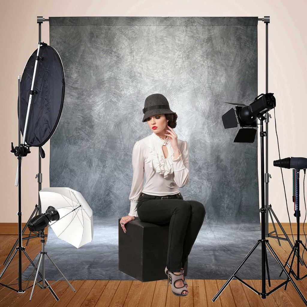 Abstract Professional Photography Backdrop for Portrait Photo Props Booth Background Photoshoot Studio with Polyester Fabric Roller Pocket on Top (6x8ft,Grey,No Stand)