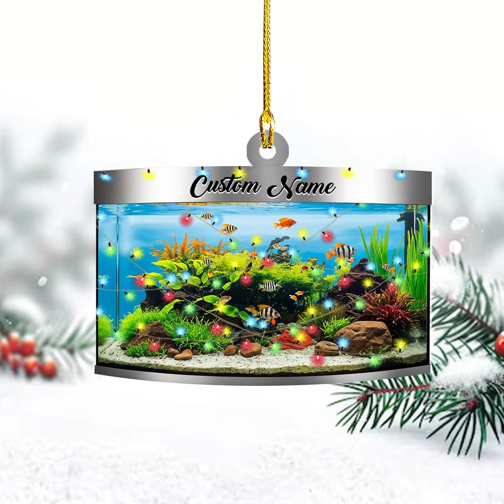 Personalized Aquarium Christmas Ornament, Fish Christmas Ornament, Gift for Fish Lover, Custom Aquarium Christmas Tree Keepsake, Kids First Gift Ideas, Pet Kids Ornament (AFT4)