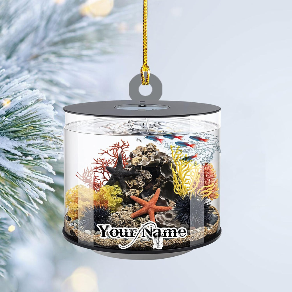 Personalized Aquarium Christmas Ornament, Fish Christmas Ornament, Gift for Fish Lover, Custom Aquarium Christmas Tree Keepsake, Kids First Gift Ideas, Pet Kids Ornament (AFT12)