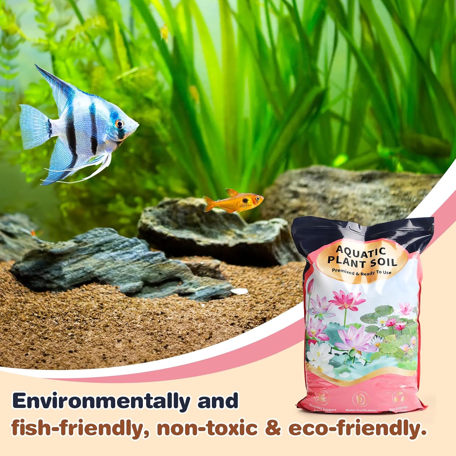 Aquatic Plant Soil & Aquarium Soil, Natural Organic Substrate for Water Plants - Safe for Fish, Nutrient-Rich Clay Base for Lotus & Water Lily (AquaticSoil, 6.6 LBS)