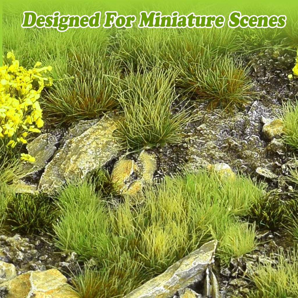 Warmtree Hand Torn Model Grass Tufts for Miniature Scenery Applicable for N & HO Scale for Train Layouts, Diorama Supplies, and Architectural Models(Light Green)