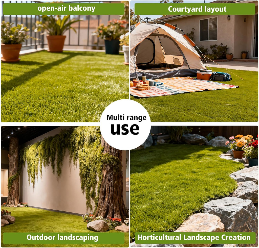 Artificial Grass Mat 4x3.3 Ft - Realistic & Soft Synthetic Turf, Fake Grass Carpet for Indoor Outdoor Use, Backyard, Patio, Balcony Decor (Pastoral Green)