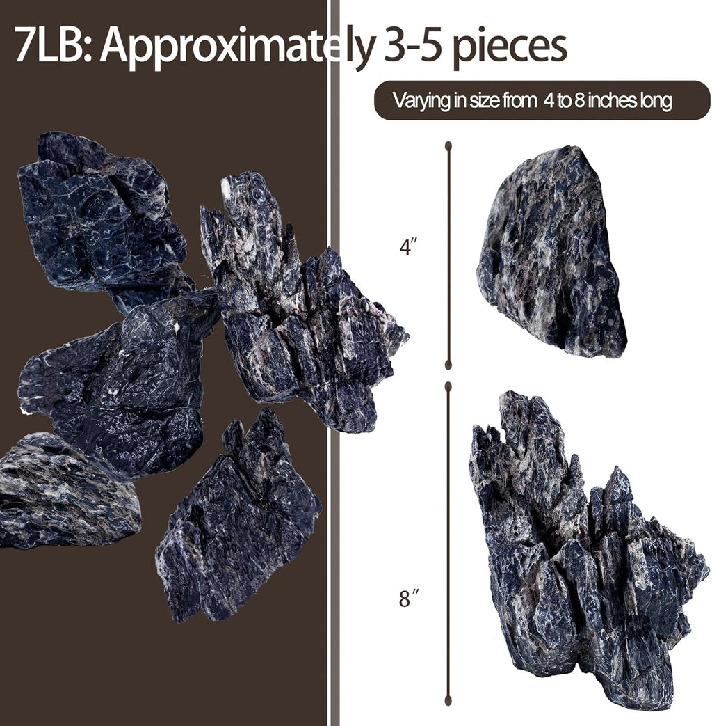 7/12 Pounds Natural Stream Slab Stones,Dragon-Rock Stone,Seiryu Stones Perfect for Aquariums,Fish Tanks,Terrariums,Landscaping Model,Reptile Rest Rock (Seiryu Stones, 7 LB)