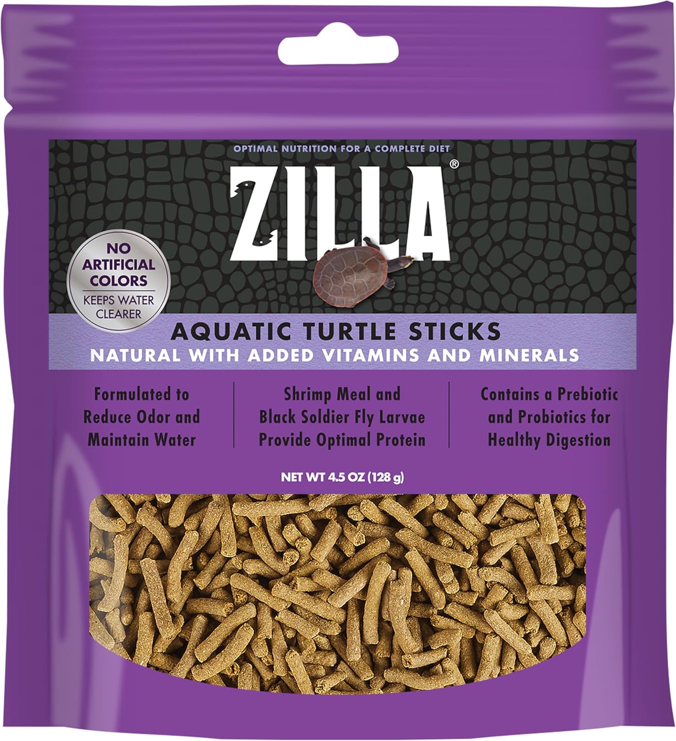 Zilla Pet Aquatic Turtle Sticks, Natural with Added Vitamins and Minerals, Nutrient-Rich Floating Food for Turtles, 4.5 oz