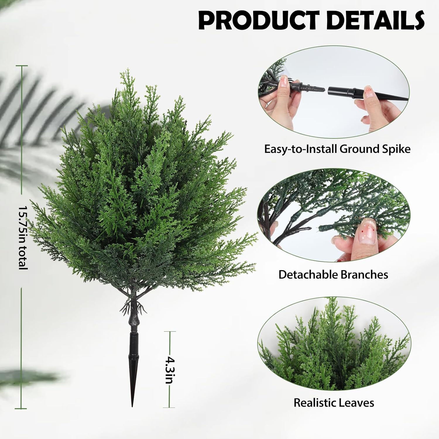 RECUTMS Artificial Cypress Topiary Ball Trees Artificial Shrub Bushes with Ground Spike, UV Resistant Fake Shrubs Faux Cedar Bushes Small Christmas Tree Faux Outdoor Plants for Planters,2Pcs (Green)
