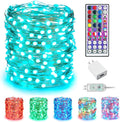 Minetom Upgraded Color Changing Fairy String Lights - 33 ft 100 LED 24 Colors USB Silver Wire Lights with Remote and Timer for DIY Bedroom Party Indoor Christmas Decoration, Adapter Included