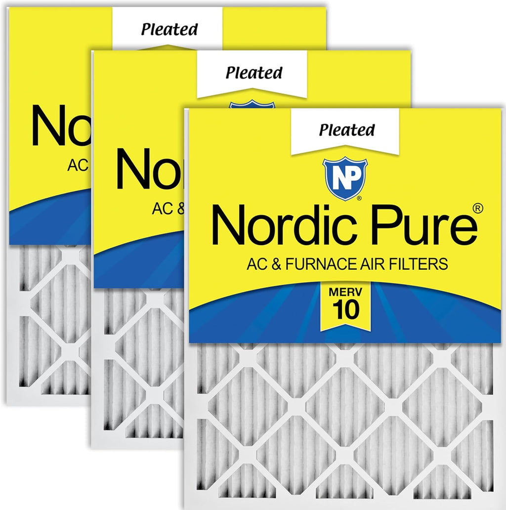 Nordic Pure 20x25x1 (19 1/2 x 24 1/2 x 3/4) Pleated MERV 10 Air Filters 3 Pack