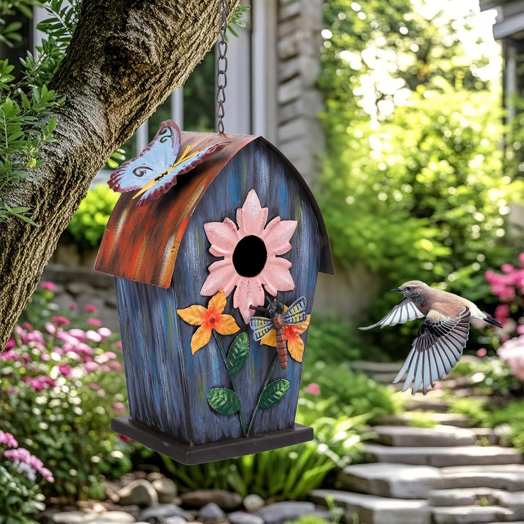 Yinns Metal Bird Houses for Outside Hanging,Wild Bird House Outdoor, Decorative Birdhouse for Home Garden Decor
