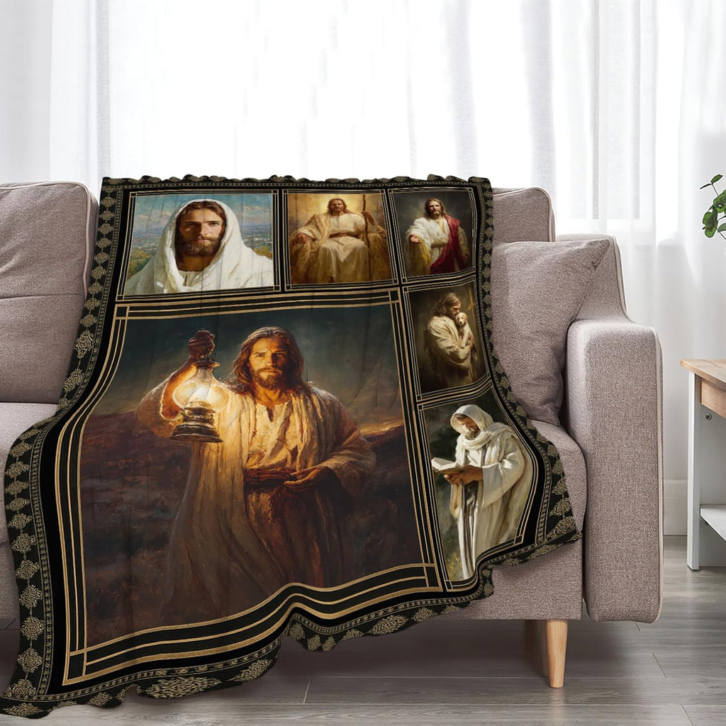 Christian Jesus Blanket Religious Catholic Jesus Throw Blankets Gifts for Girls Boys Kids Soft Cozy Fleece Plush for Couch Sofa Bed 50"x40"