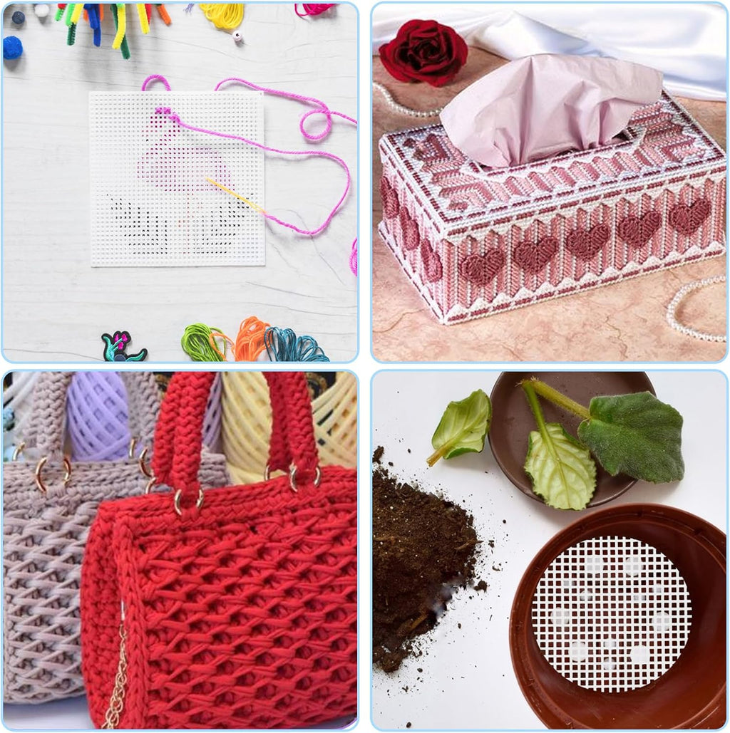 12 Pieces 7 Count Plastic Mesh Canvas Sheets for Embroidery, Acrylic Yarn Crafting, Knit Crochet Projects and Make Aquarium Dividers (10.5 X 13.5 Inch)