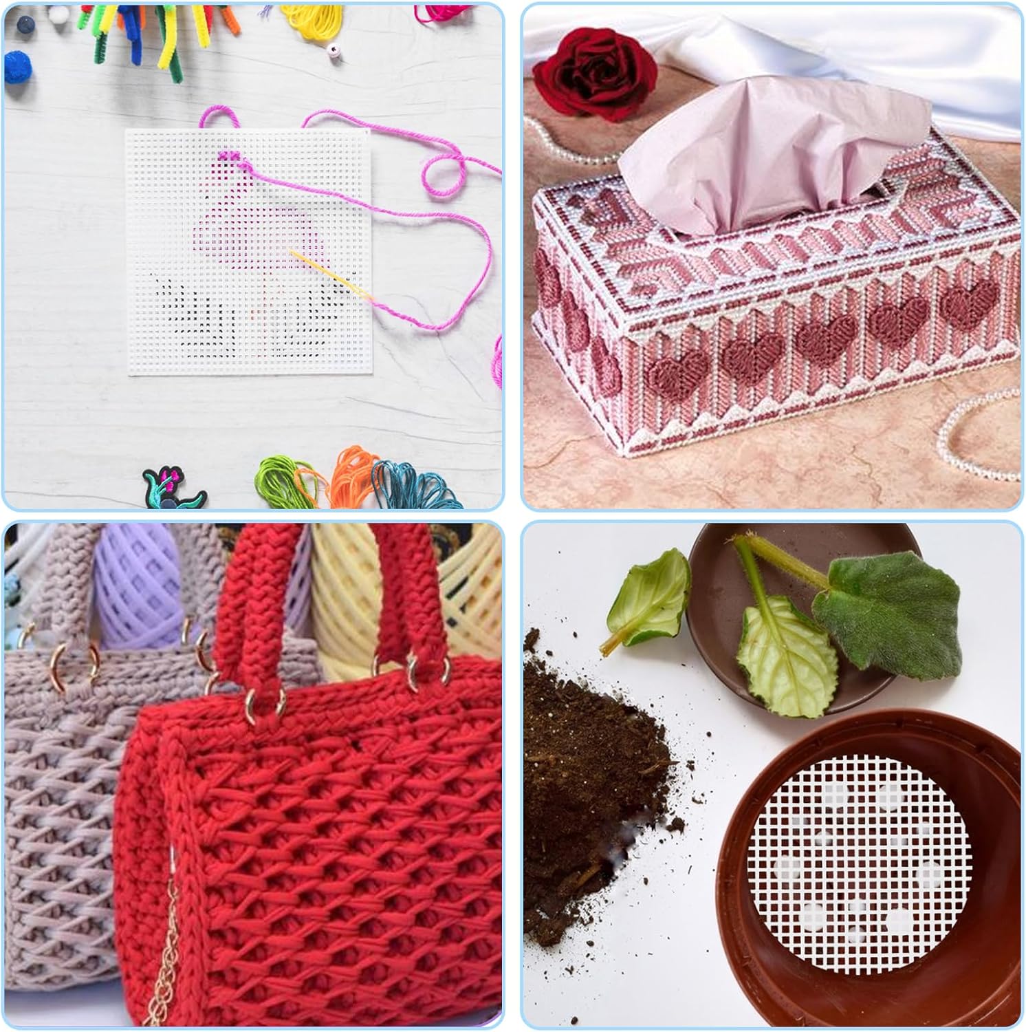 12 Pieces 7 Count Plastic Mesh Canvas Sheets for Embroidery, Acrylic Yarn Crafting, Knit Crochet Projects and Make Aquarium Dividers (10.5 X 13.5 Inch)