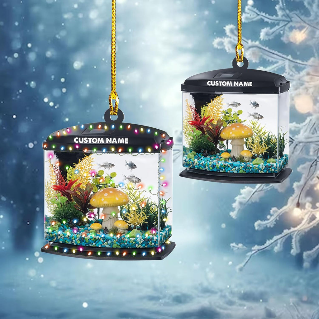 Personalized Aquarium Christmas Ornament, Fish Christmas Ornament, Gift for Fish Lover, Custom Aquarium Christmas Tree Keepsake, Kids First Gift Ideas, Pet Kids Ornament (AFT3)