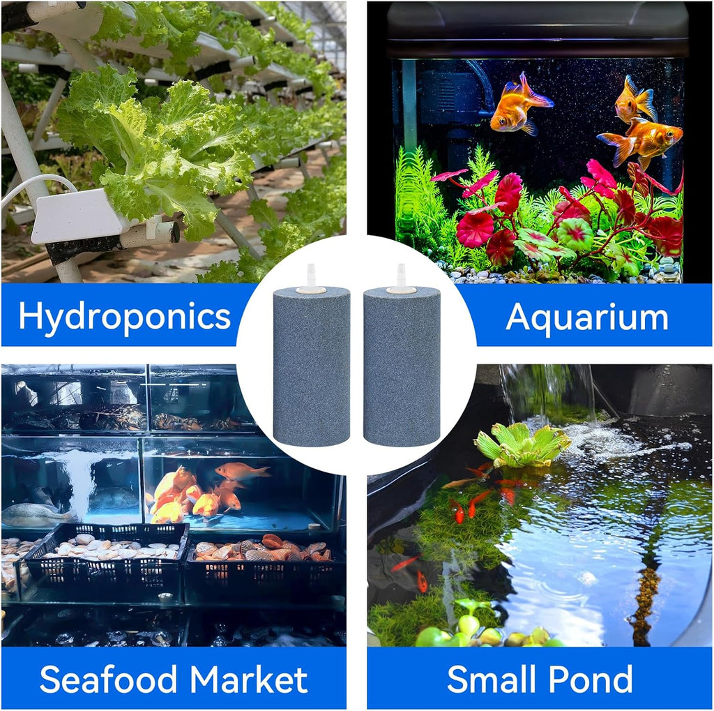 AQUANEAT Aquarium 4"x2" Cylinder Air Stone Fish Tank Aerator Diffuser Hydroponics (4 pcs)