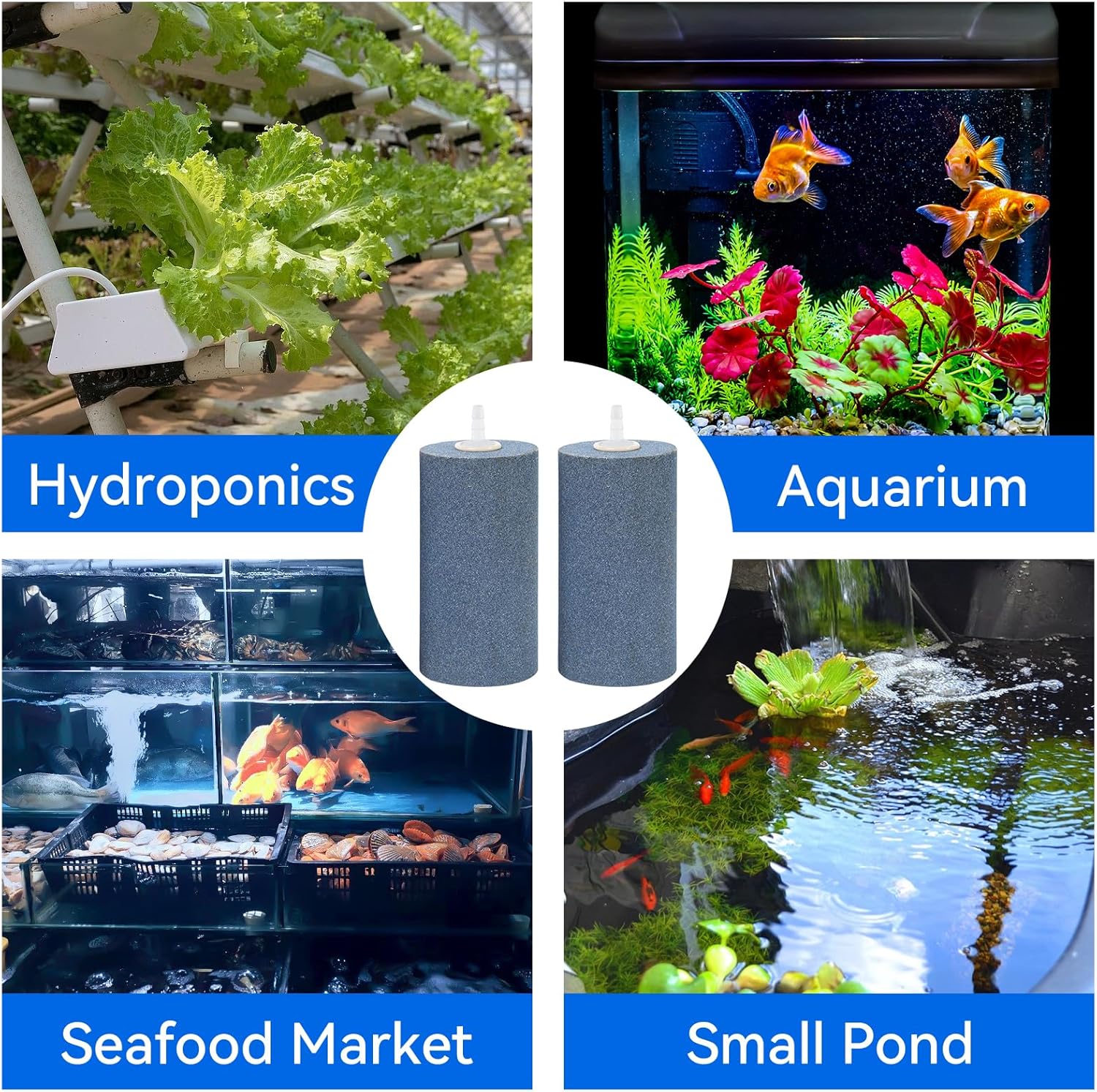 AQUANEAT Aquarium 4"x2" Cylinder Air Stone Fish Tank Aerator Diffuser Hydroponics (4 pcs)