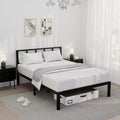 14 Inch Bamboo Bed Frame – Solid Wood Platform Bed Frame, Strong and Stable, with Non-Slip Slats for Support, No Box Spring Needed, Easy to Assemble, Noise-Free (Black with Headboard, Full)