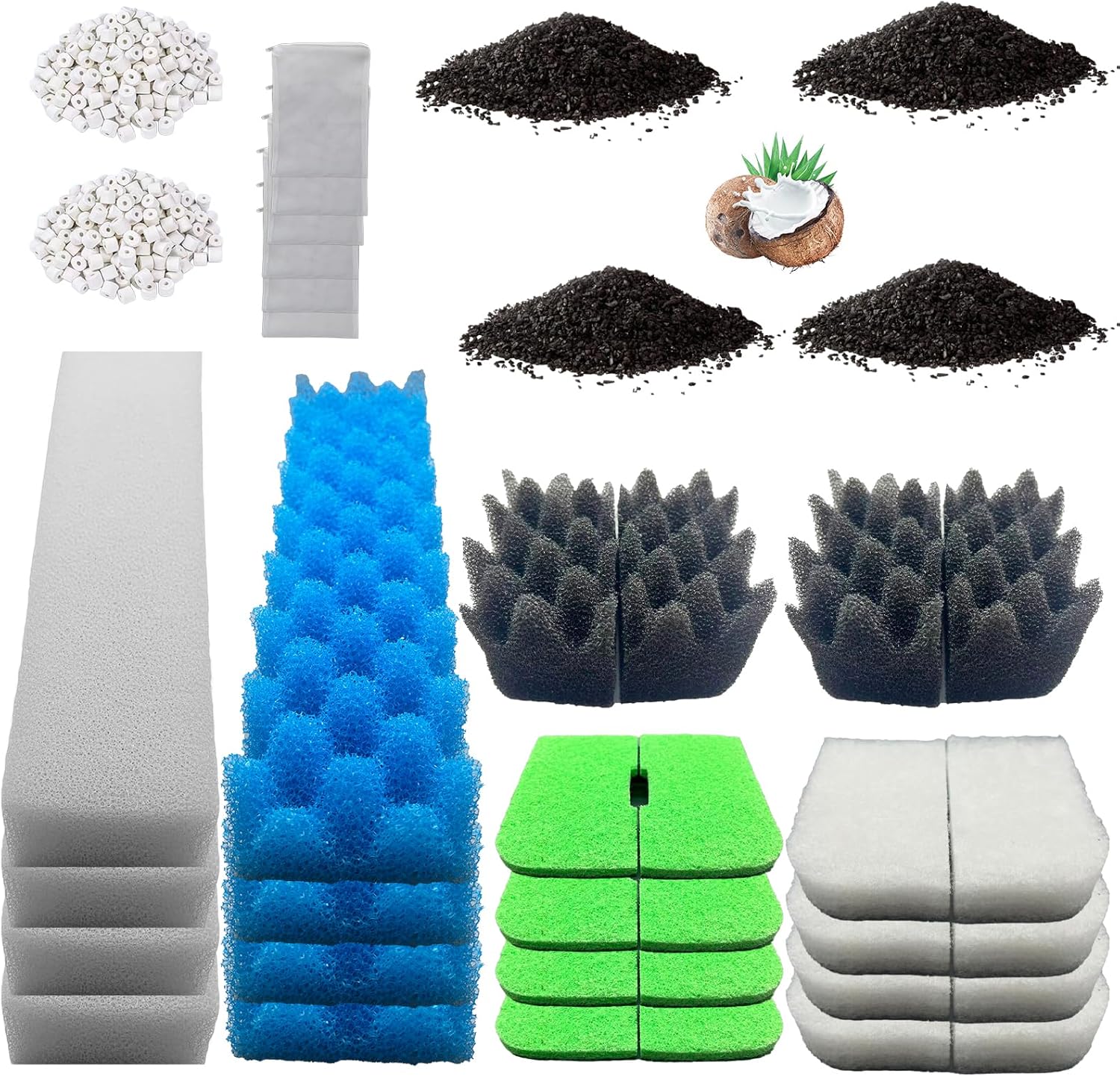 40 Packs 406/407 Canister Filter Replacements Compatible with Fluval 406/407 Aquarium Filters. Includes Filter Media Set with biofoam, Activated Carbon, and Ceramic Rings. Upgraded Version