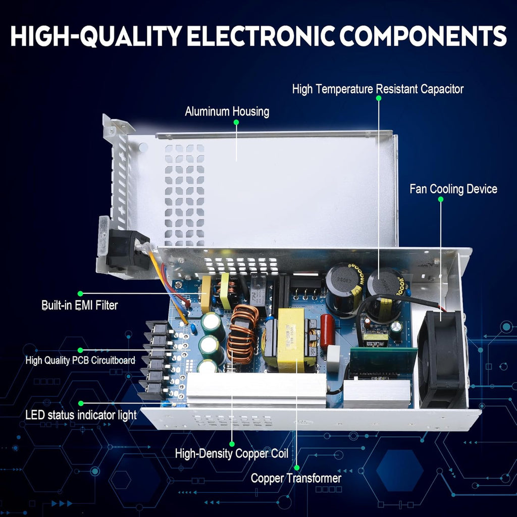 VAYALT 24V 41.6A 1000W DC Switching Power Supply, Universal Regulated Switching AC 110V/220V to DC 24V Transformer, 24V Power Suply for Industrial, Computer Project (No Power Cord)