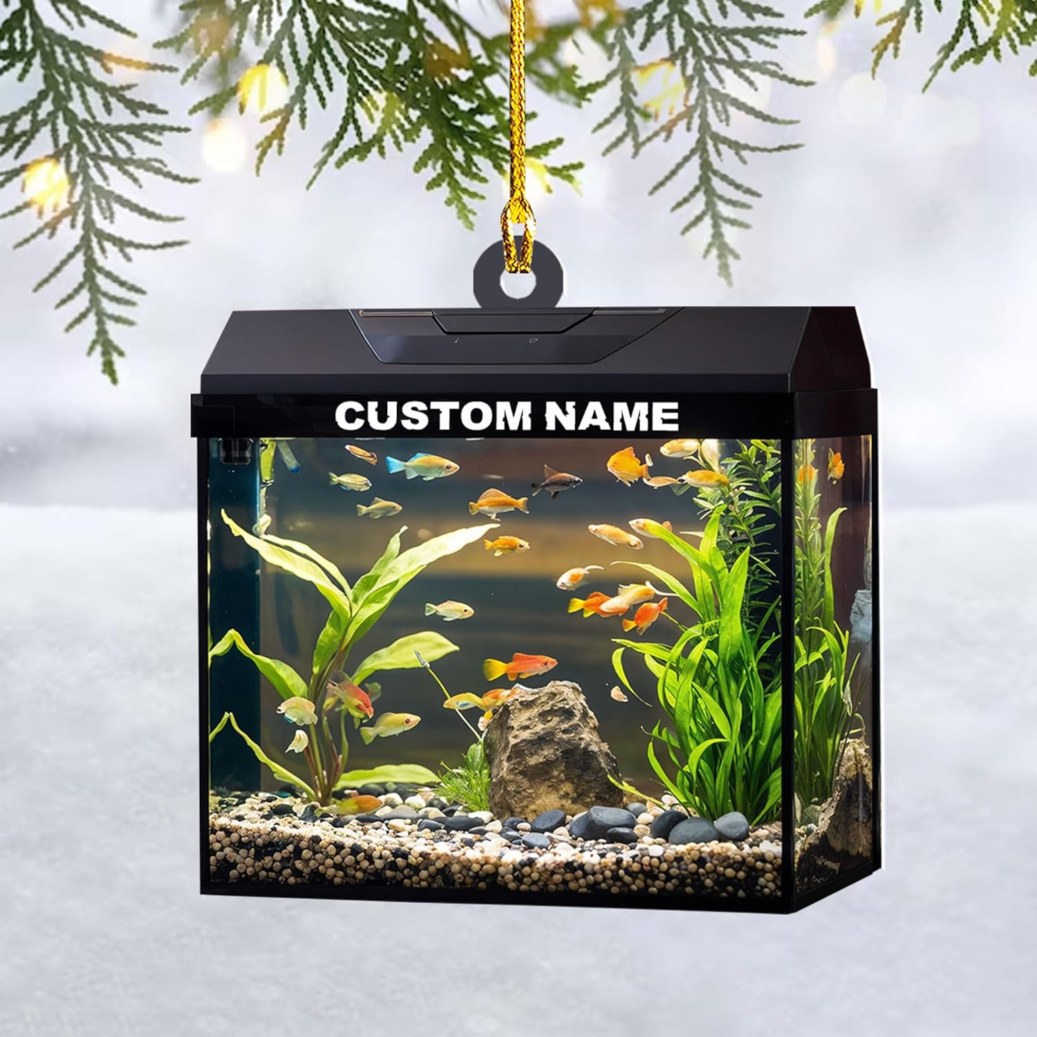 Personalized Aquarium Christmas Ornament, Fish Christmas Ornament, Gift for Fish Lover, Custom Aquarium Christmas Tree Keepsake, Kids First Gift Ideas, Pet Kids Ornament (AFT8)