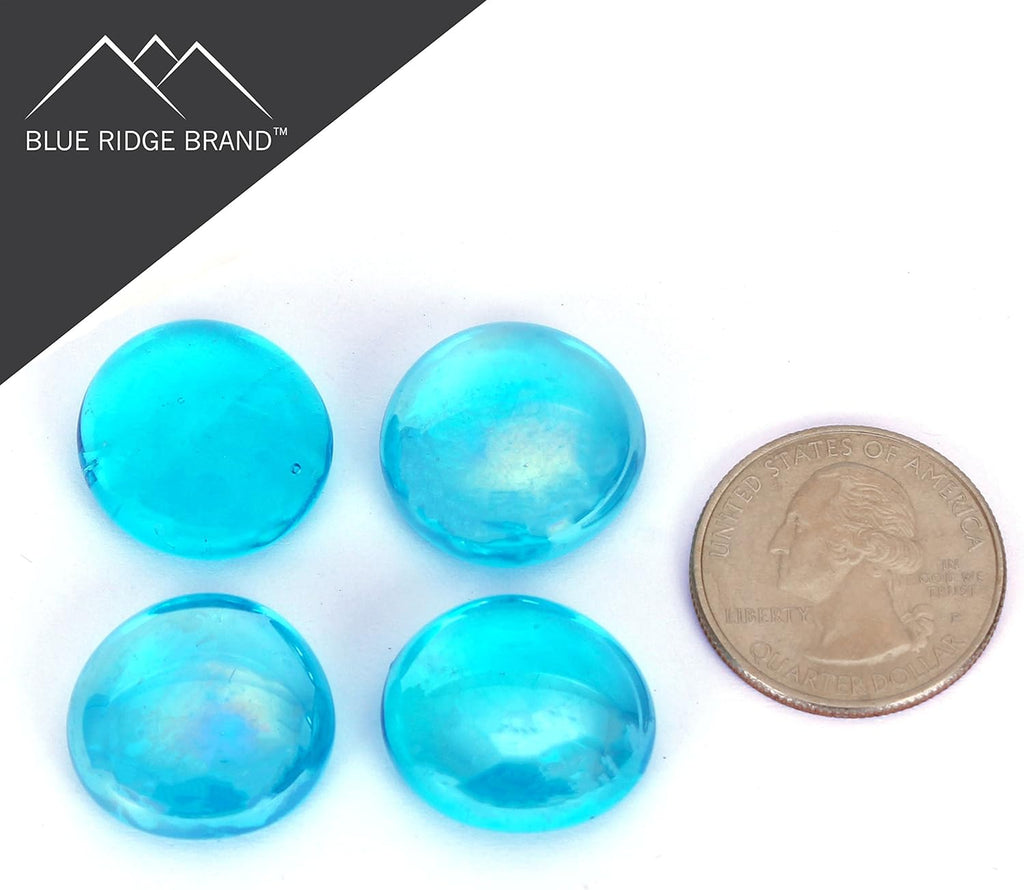 Reflective Fire Pit Glass Beads - Professional Grade Fire Glass for Fire Pit - 3/4" Firepit Glass Rock - Glass Stones - Gas & Propane Fireplace Glass (50 Pound, Aqua Blue)