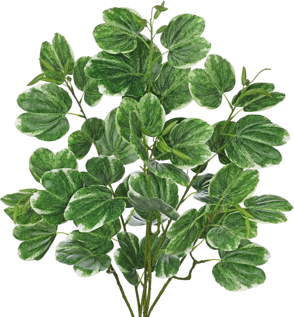 Hollyone 3PCS Artificial Leaf Branches for Vase 33.4 Inch Faux Greenery Stems Long Stems Fake Shrubs Branches Leaves Plants with White-Edged Twig Stems for Vase Garden Home Office Wedding Decoration