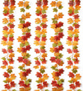 Mizii Fall Decor 5 Packs 390" Artificial Maples Vines Garland Fake Vine Fall Garland Silk Maple Leaves Faux Hanging Plants for Thanksgiving Porch Mantle Fireplace Farmhouse Harvest Decorations (Maple)