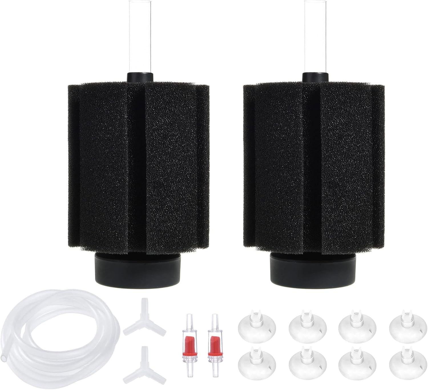 ALEGI Aquarium Bio Sponge Filter with Ceramic Media for Clear and Quiet Aquariums for Betta Fry Shrimp Tiny Fish Tank (10-40 Gallon 2 Pack)