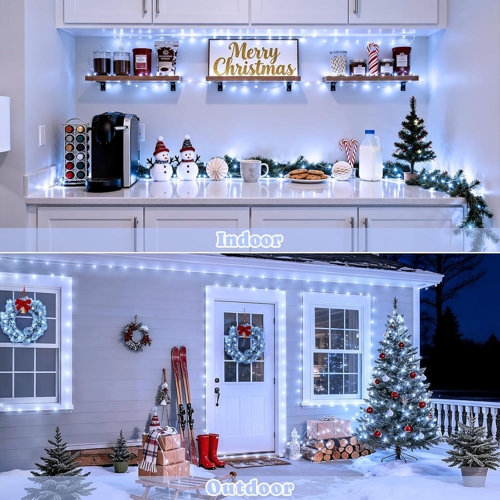 JMEXSUSS 2 Pack White Fairy Lights Battery Operated, Total 200 LED 66ft Twinkle Lights with Remote, 8 Mode White String Lights for Bedroom Ceiling Centerpiece Tree Indoor Outdoor Decor