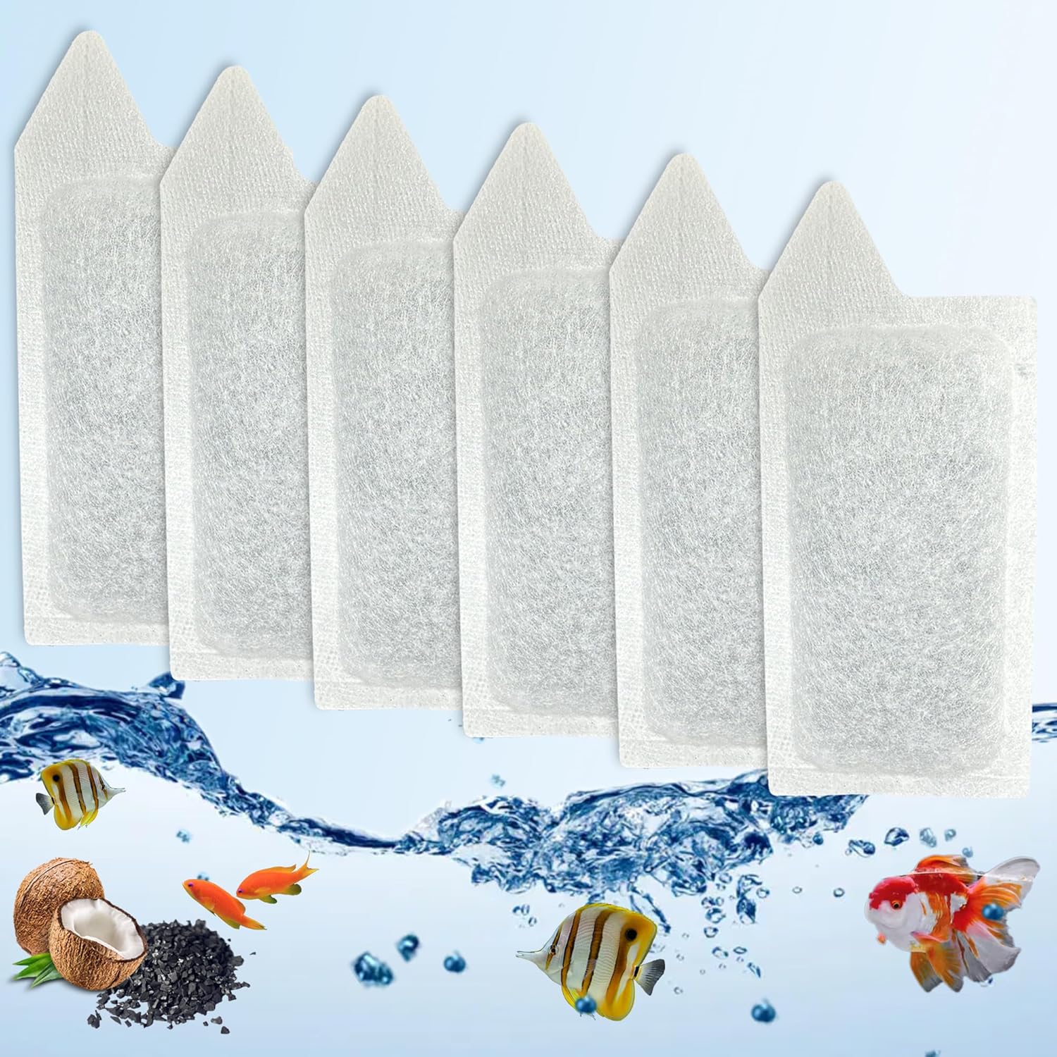 6 Pack Replacement Small Size Cartridges for Tetra Whisper Small Fish Tanks Filter; Refilled Filter Cartridges S Size for Aquarium Kits 3-10 Gallons Betta Fish Tank Kit