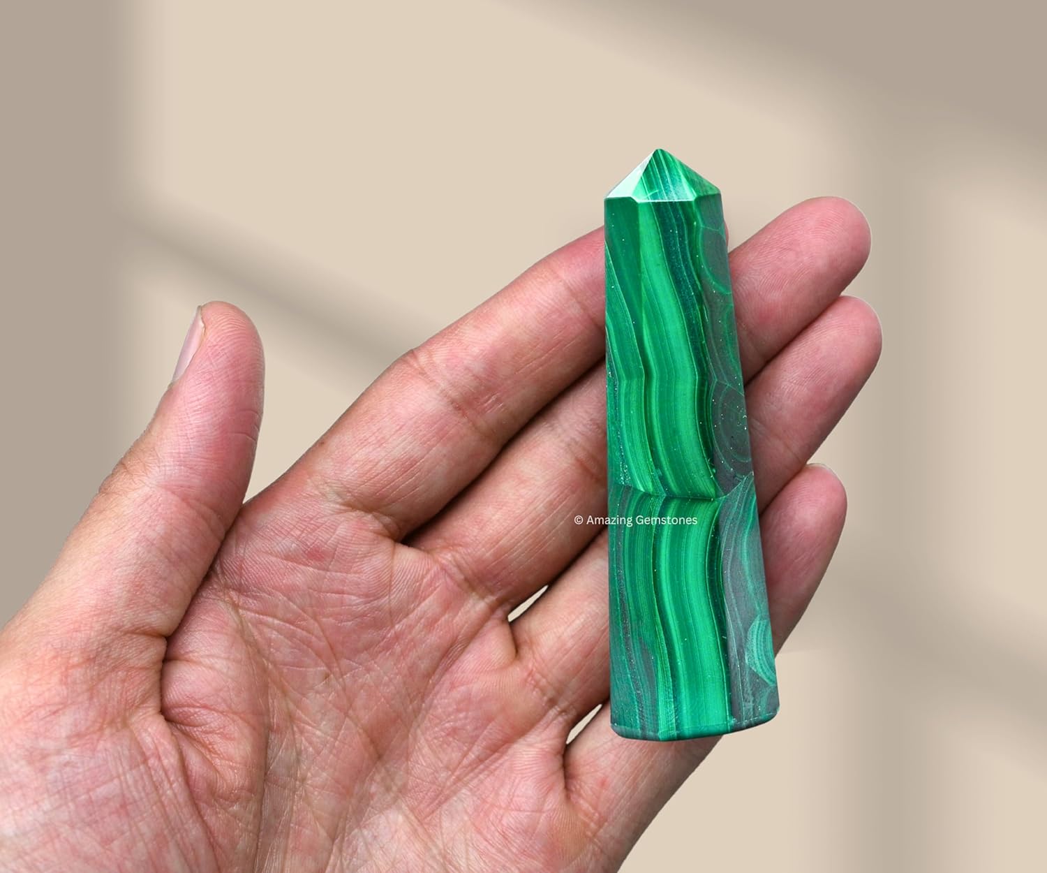 Amazing Gemstone Malachite Crystal Towers ~ Natural Healing Crystal Point Obelisk for Reiki Healing and Crystal Grid (2" to 3" INCH)