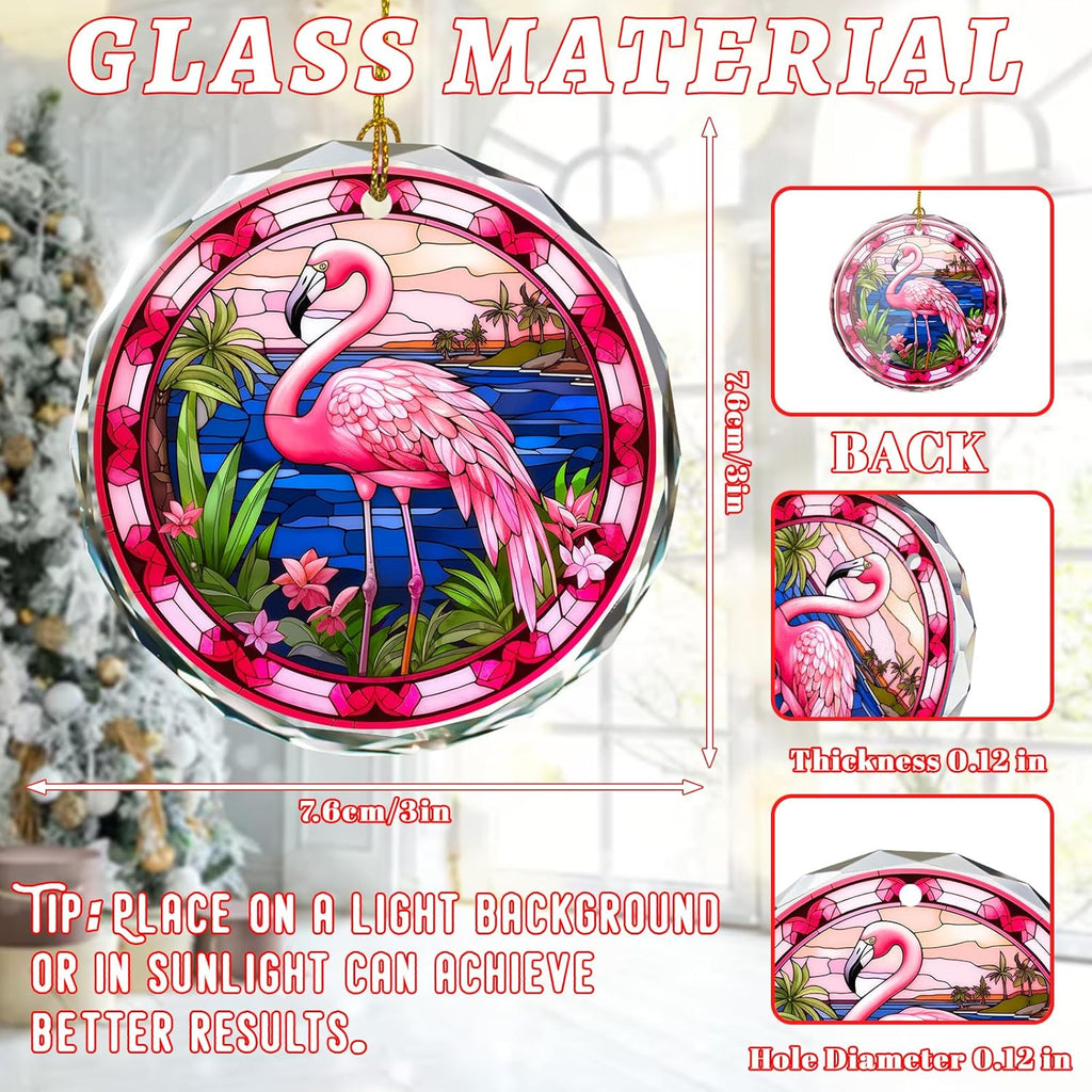 Flamingo Stained Glass Ornament - Christmas Tree Decoration, Flamingo Ornaments for Christmas