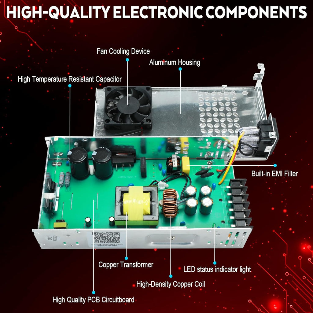 VAYALT 24V 25A 600W DC Switching Power Supply, Universal Regulated Switching AC 110V/220V to DC 24V Transformer, Power Supply for Industrial, CCTV, Computer Project, 3D Printer, LED Strip Light