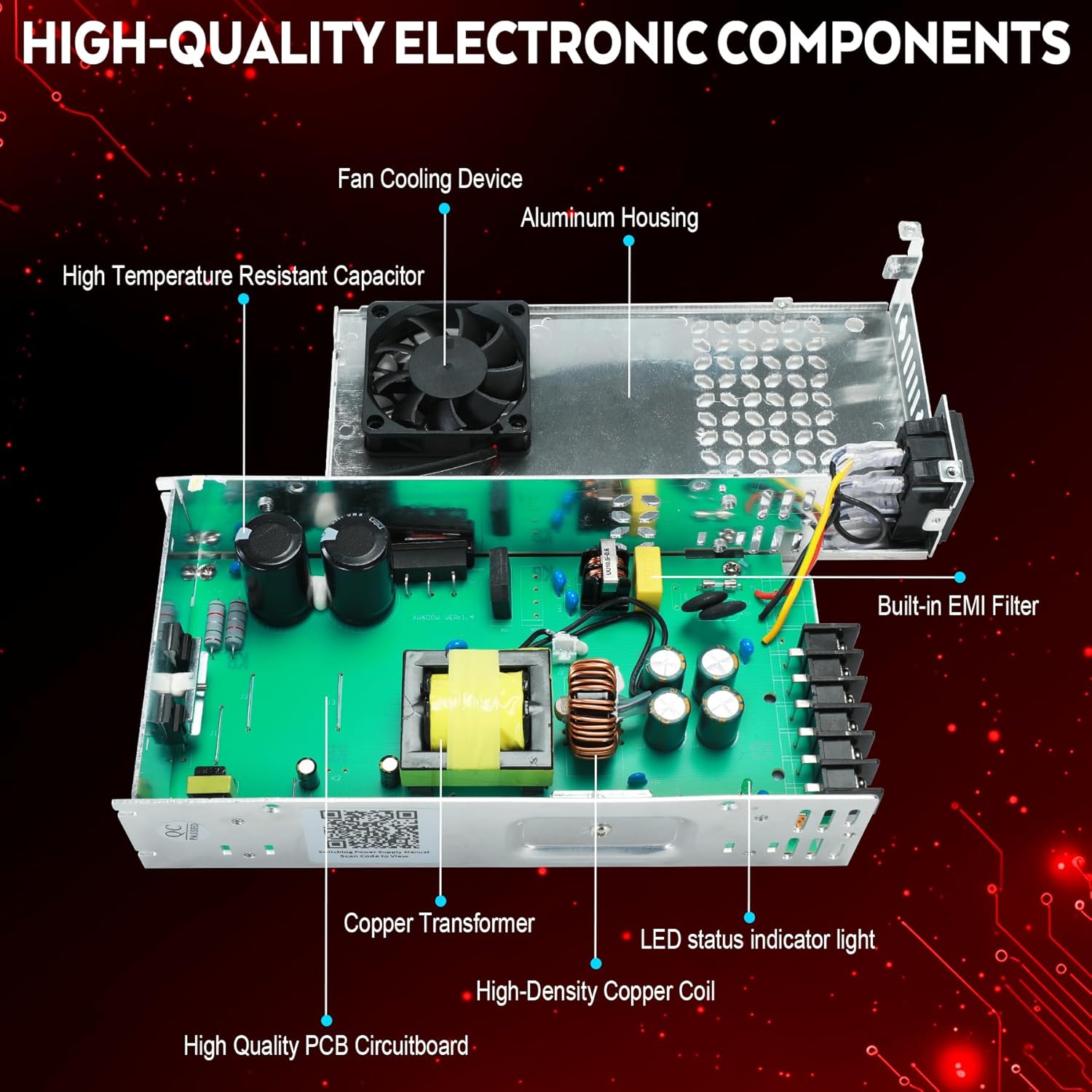 VAYALT 24V 25A 600W DC Switching Power Supply, Universal Regulated Switching AC 110V/220V to DC 24V Transformer, Power Supply for Industrial, CCTV, Computer Project, 3D Printer, LED Strip Light