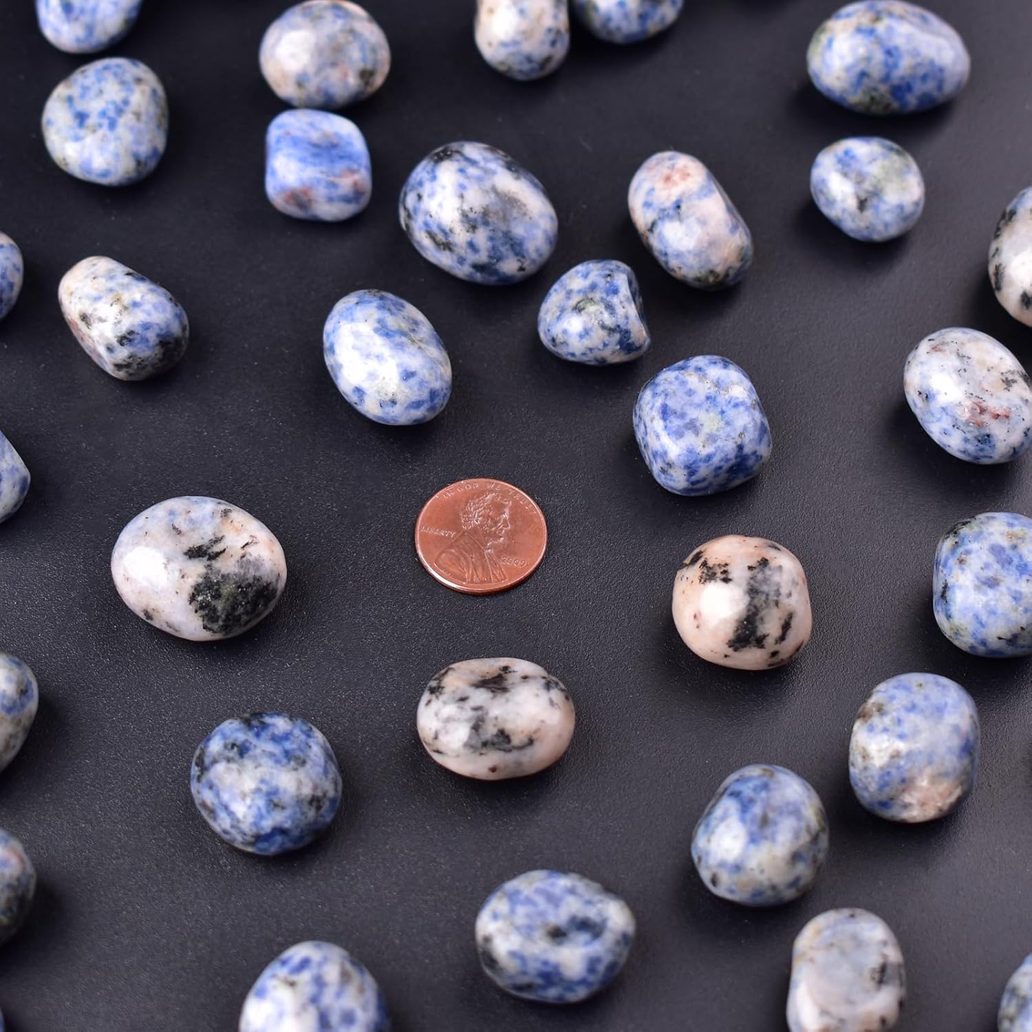 Blue Spot Jasper Healing Crystal Stone Set - 24 Pieces, 0.6" Natural & Polished Stones for Healing, Meditation, Reiki, Chakra, Crafting & Decoration