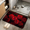 Non Slip Bath Mat,Red Roses Bathroom Decor,Floral Diatomaceous Bath Mat Quick Dry Absorbent Bathroom Rugs-Shower Rug for Kitchen Laundry Bathtub Shower 17"x29.5"