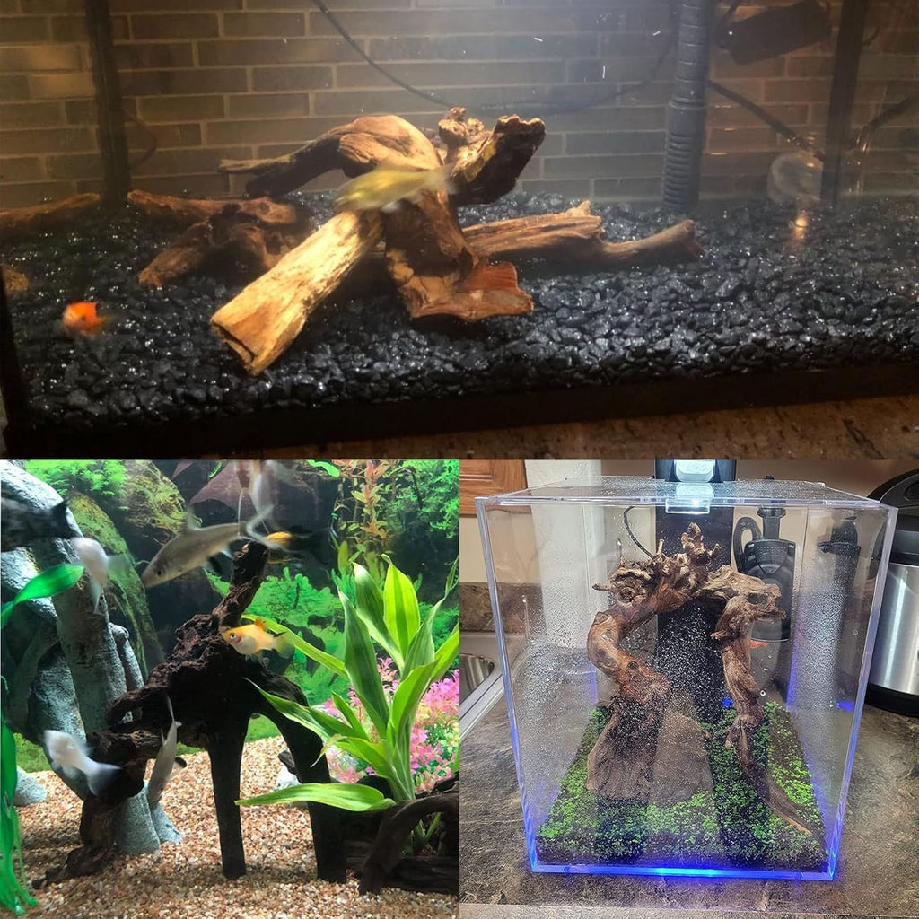 Tfwadmx Aquarium Natural Driftwood Decor Wood Branches, 2 Pieces 8.5-12" Fish Tank Driftwood Decoration, Terrarium Mopani Wood for Aquarium Freshwater Reptile Tank