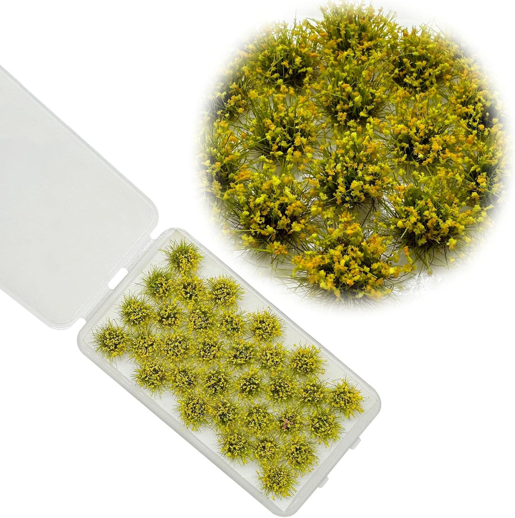 Woohome 128 PCS Miniature Colorful Flower Cluster, 4 Color Miniature Flowers Plants Model Grass Tufts Flower Vegetation Groups Static Grass Tufts for DIY Model Train Landscape Railroad Scenery