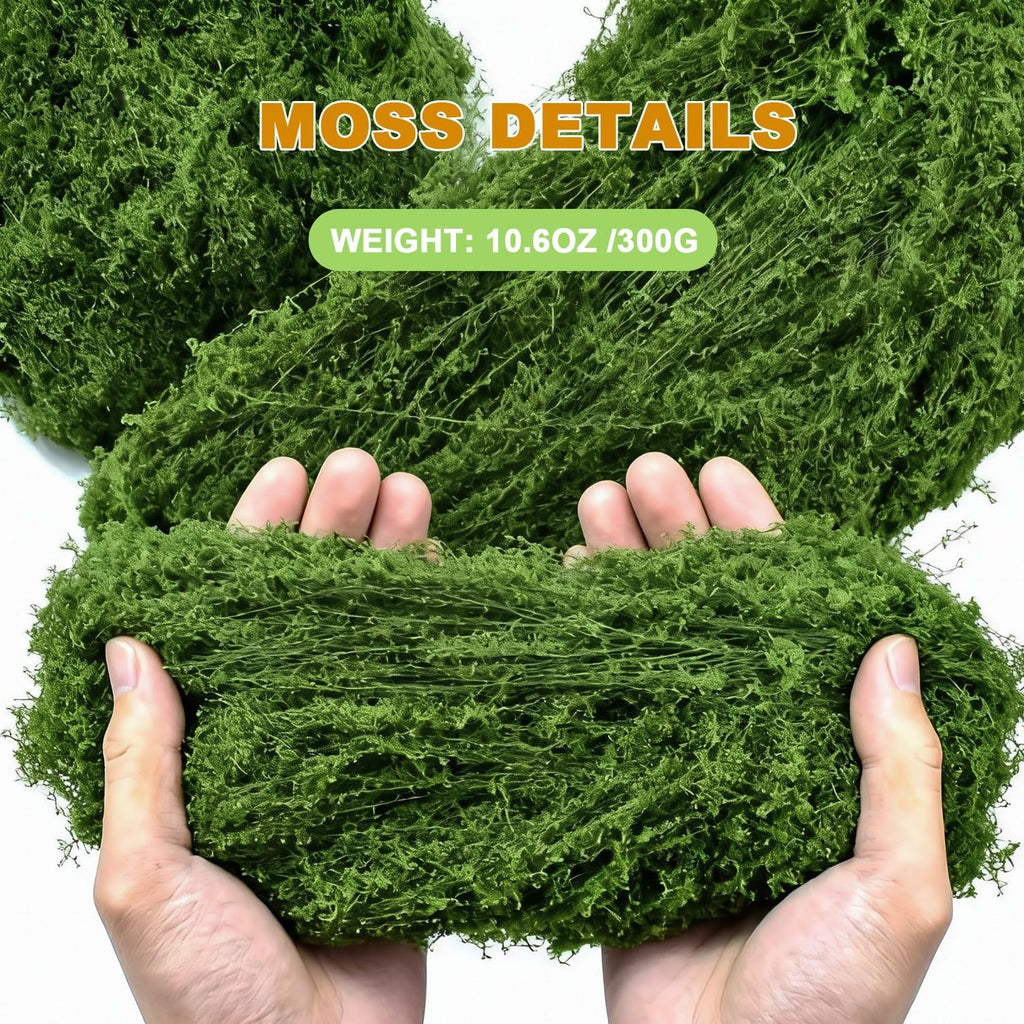 Fake Green Moss for Crafts, 10.6 Oz Decorative Artificial Faux Moss for Crafts Decorative Table Wedding Party Centerpieces Decor Fairy Garden Floral DIY, Non Fading -（Dark Green）