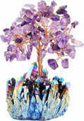 mookaitedecor Amethyst Crystal Tree, Quartz Cluster Rainbow Titanium Crystals Base Bonsai Money Tree for Wealth and Luck