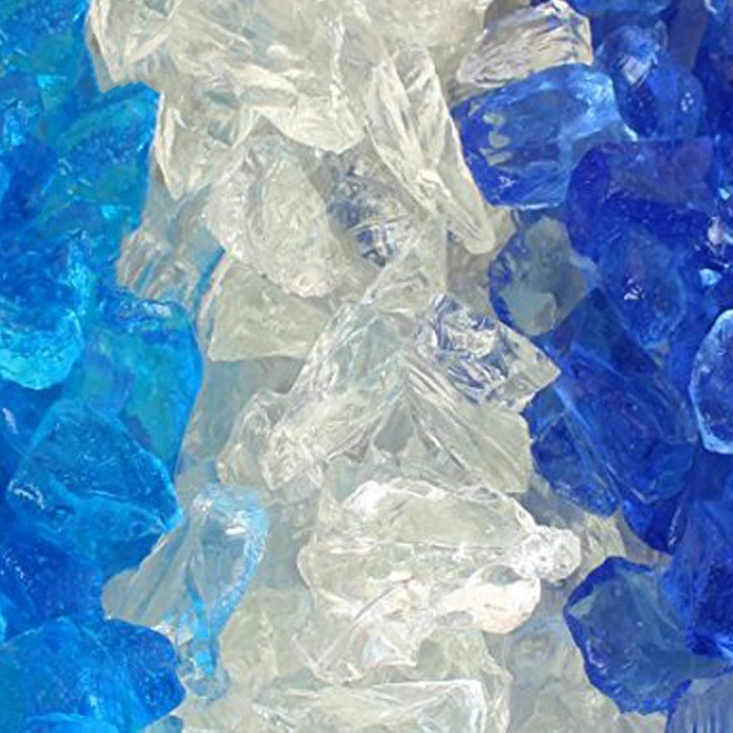 Light Blue, Sky Blue, Clear Fire Pit Glass - Fire Glass for Fire Pit - Firepit Glass Rock - Glass Stones - Fire Pit Glass Rocks - Gas & Propane Fire Pit & Fireplace Glass (50 Pound, Ocean)